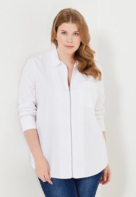 LOST INK PLUS  WHITE SHIRT WITH ZIP FRONT