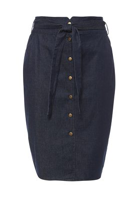 LOST INK PLUS   DENIM PENCIL SKIRT WITH TIE FRONT