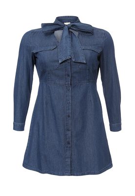 Just Joan  DENIM DRESS WITH PUSSYBOW